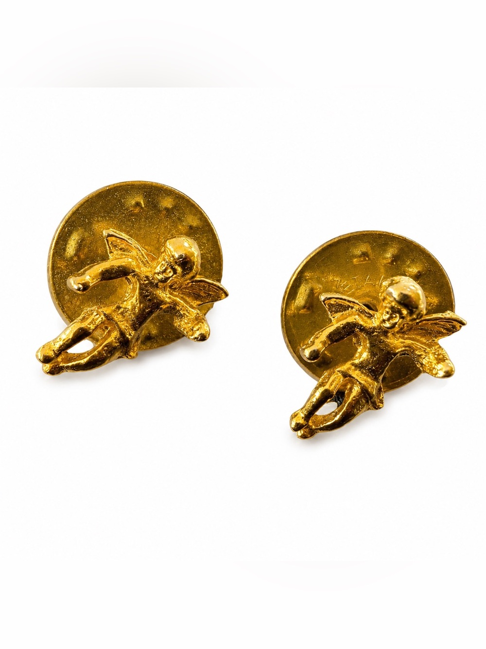 Vintage Guardian Angel Pins Goldtone Lapel Small set of 2